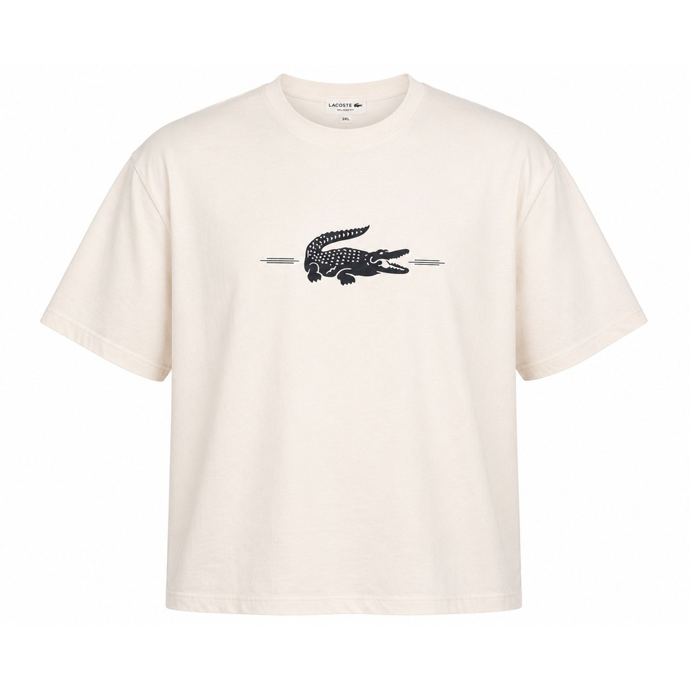 Lacoste Classic Fit Crocodile Graphic T-Shirt White US 3XL FR8 Brand New